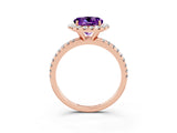 Rose gold Round Cut Cut Diamond Floral Halo Engagement Ring with Pavé Band and Prong Setting_3