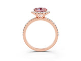 Rose gold Round Cut Cut Diamond Floral Halo Engagement Ring with Pavé Band and Prong Setting_3