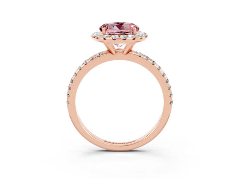 Rose gold Round Cut Cut Diamond Floral Halo Engagement Ring with Pavé Band and Prong Setting_3