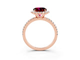 Rose gold Round Cut Cut Diamond Floral Halo Engagement Ring with Pavé Band and Prong Setting_3