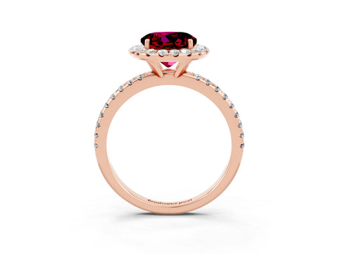 Rose gold Round Cut Cut Diamond Floral Halo Engagement Ring with Pavé Band and Prong Setting_3