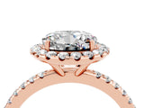 Rose gold Round Cut Cut Diamond Floral Halo Engagement Ring with Pavé Band and Prong Setting_4