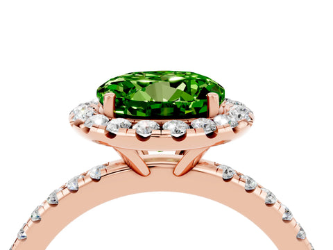 Rose gold Round Cut Cut Diamond Floral Halo Engagement Ring with Pavé Band and Prong Setting_4