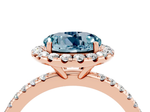 Rose gold Round Cut Cut Diamond Floral Halo Engagement Ring with Pavé Band and Prong Setting_4