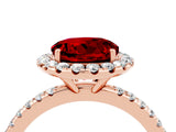 Rose gold Round Cut Cut Diamond Floral Halo Engagement Ring with Pavé Band and Prong Setting_4