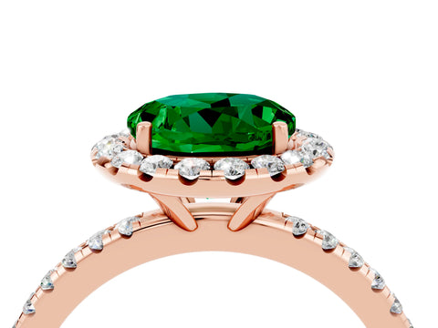 Rose gold Round Cut Cut Diamond Floral Halo Engagement Ring with Pavé Band and Prong Setting_4