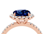 Rose gold Round Cut Cut Diamond Floral Halo Engagement Ring with Pavé Band and Prong Setting_4