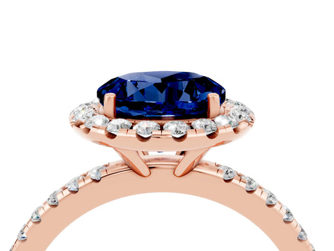 Rose gold Round Cut Cut Diamond Floral Halo Engagement Ring with Pavé Band and Prong Setting_4