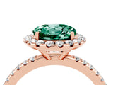 Rose gold Round Cut Cut Diamond Floral Halo Engagement Ring with Pavé Band and Prong Setting_4