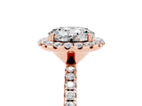 Rose gold Round Cut Cut Diamond Floral Halo Engagement Ring with Pavé Band and Prong Setting_5