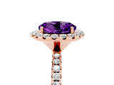 Rose gold Round Cut Cut Diamond Floral Halo Engagement Ring with Pavé Band and Prong Setting_5