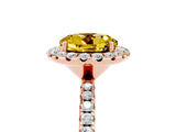 Rose gold Round Cut Cut Diamond Floral Halo Engagement Ring with Pavé Band and Prong Setting_5