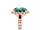 Rose gold Round Cut Cut Diamond Floral Halo Engagement Ring with Pavé Band and Prong Setting_5