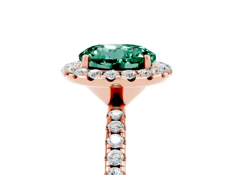 Rose gold Round Cut Cut Diamond Floral Halo Engagement Ring with Pavé Band and Prong Setting_5