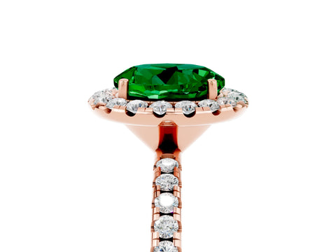 Rose gold Round Cut Cut Diamond Floral Halo Engagement Ring with Pavé Band and Prong Setting_5
