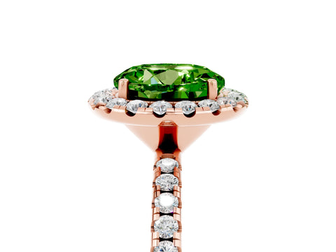 Rose gold Round Cut Cut Diamond Floral Halo Engagement Ring with Pavé Band and Prong Setting_5