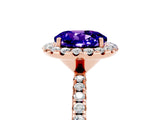 Rose gold Round Cut Cut Diamond Floral Halo Engagement Ring with Pavé Band and Prong Setting_5