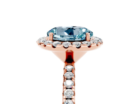 Rose gold Round Cut Cut Diamond Floral Halo Engagement Ring with Pavé Band and Prong Setting_5