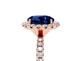 Rose gold Round Cut Cut Diamond Floral Halo Engagement Ring with Pavé Band and Prong Setting_5