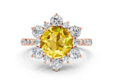 Rose gold Round Cut Cut Diamond Floral Halo Pave Band with Prong Setting