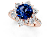 Rose gold Round Cut Cut Diamond Floral Halo Pave Band with Prong Setting_1