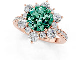 Rose gold Round Cut Cut Diamond Floral Halo Pave Band with Prong Setting_1