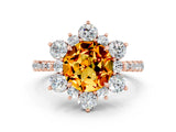 Rose gold Round Cut Cut Diamond Floral Halo Pave Band with Prong Setting