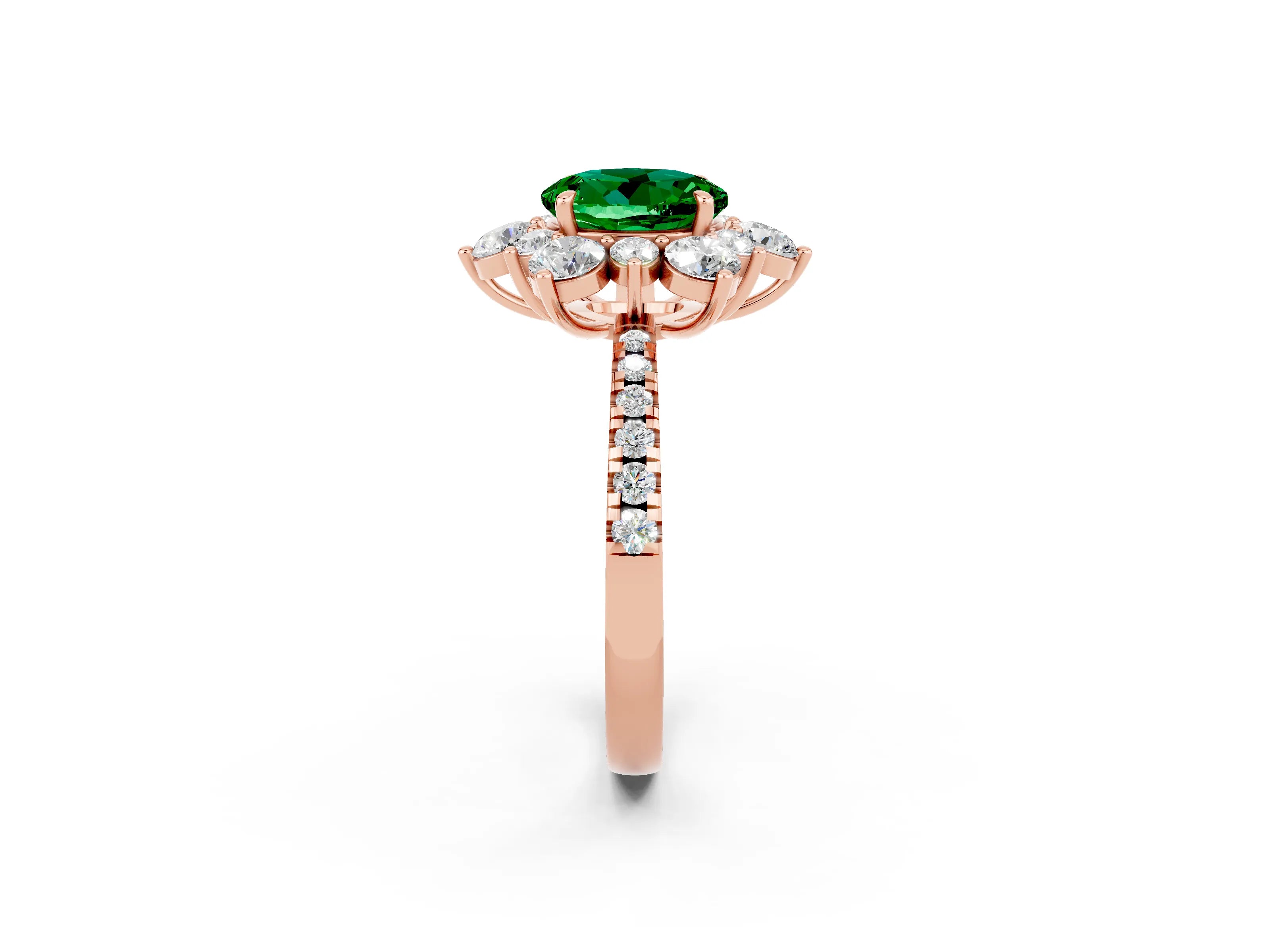 Rose gold Round Cut Cut Diamond Floral Halo Pave Band with Prong Setting_2