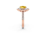 Rose gold Round Cut Cut Diamond Floral Halo Pave Band with Prong Setting_2