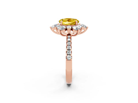 Rose gold Round Cut Cut Diamond Floral Halo Pave Band with Prong Setting_2