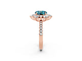 Rose gold Round Cut Cut Diamond Floral Halo Pave Band with Prong Setting_2