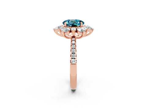 Rose gold Round Cut Cut Diamond Floral Halo Pave Band with Prong Setting_2