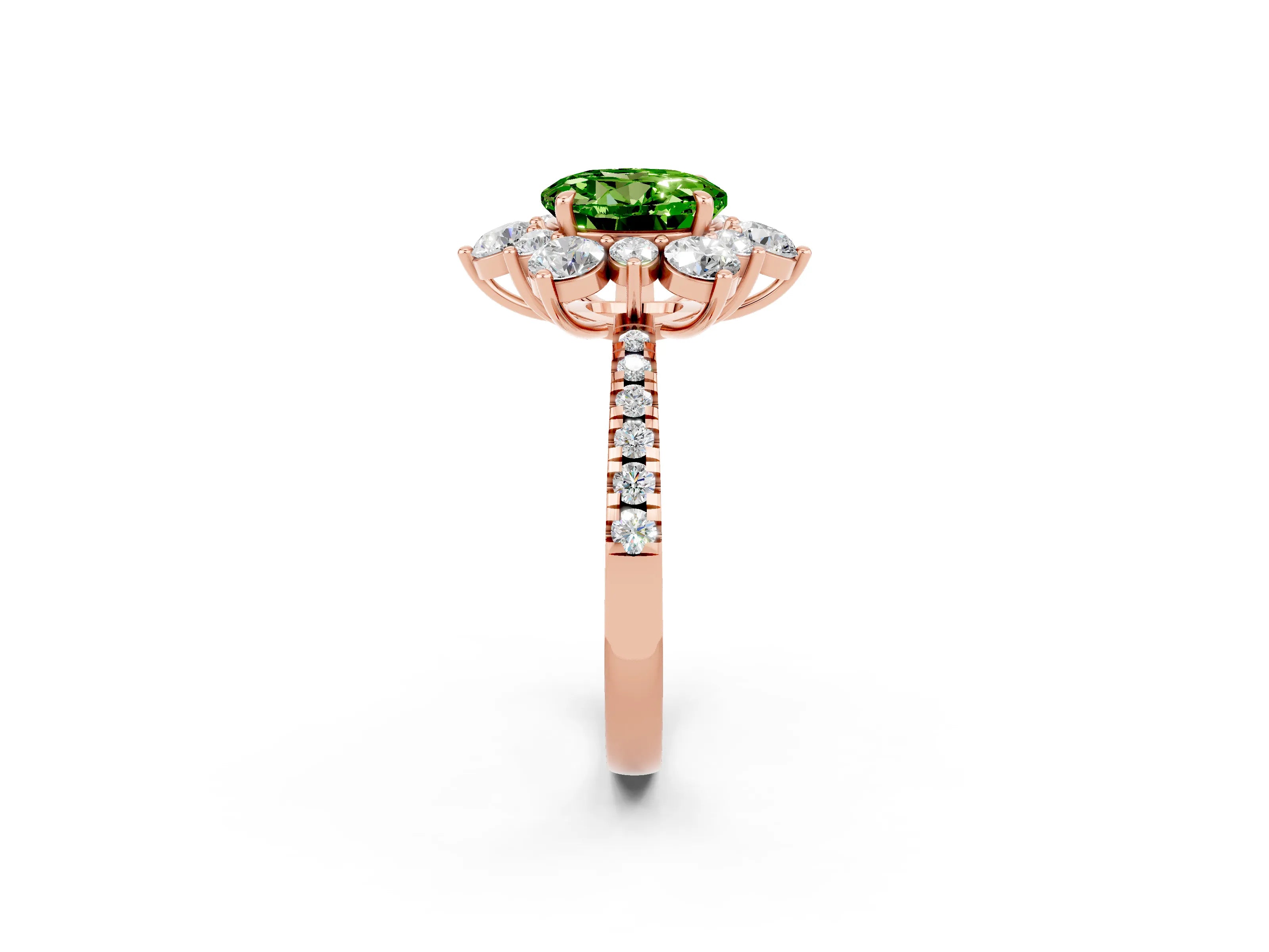 Rose gold Round Cut Cut Diamond Floral Halo Pave Band with Prong Setting_2