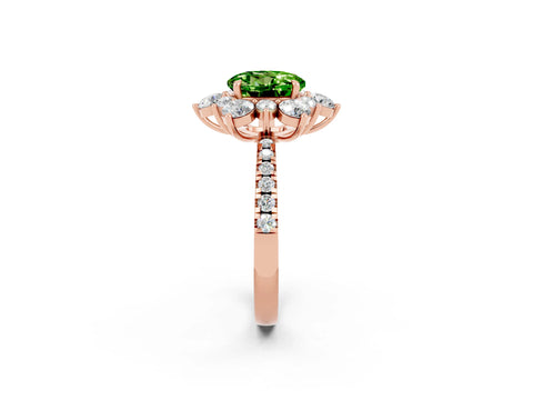 Rose gold Round Cut Cut Diamond Floral Halo Pave Band with Prong Setting_2