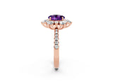 Rose gold Round Cut Cut Diamond Floral Halo Pave Band with Prong Setting_2