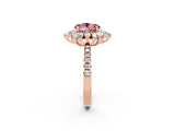 Rose gold Round Cut Cut Diamond Floral Halo Pave Band with Prong Setting_2