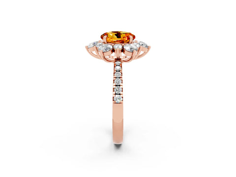 Rose gold Round Cut Cut Diamond Floral Halo Pave Band with Prong Setting_2