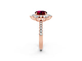 Rose gold Round Cut Cut Diamond Floral Halo Pave Band with Prong Setting_2