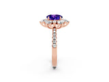 Rose gold Round Cut Cut Diamond Floral Halo Pave Band with Prong Setting_2
