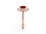 Rose gold Round Cut Cut Diamond Floral Halo Pave Band with Prong Setting_2