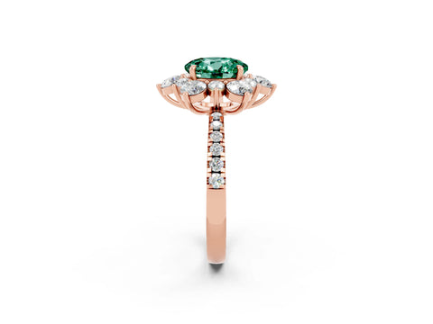 Rose gold Round Cut Cut Diamond Floral Halo Pave Band with Prong Setting_2