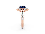 Rose gold Round Cut Cut Diamond Floral Halo Pave Band with Prong Setting_2