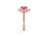 Rose gold Round Cut Cut Diamond Floral Halo Pave Band with Prong Setting_2