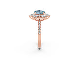 Rose gold Round Cut Cut Diamond Floral Halo Pave Band with Prong Setting_2