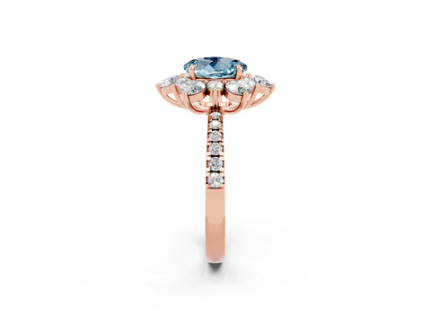 Rose gold Round Cut Cut Diamond Floral Halo Pave Band with Prong Setting_2