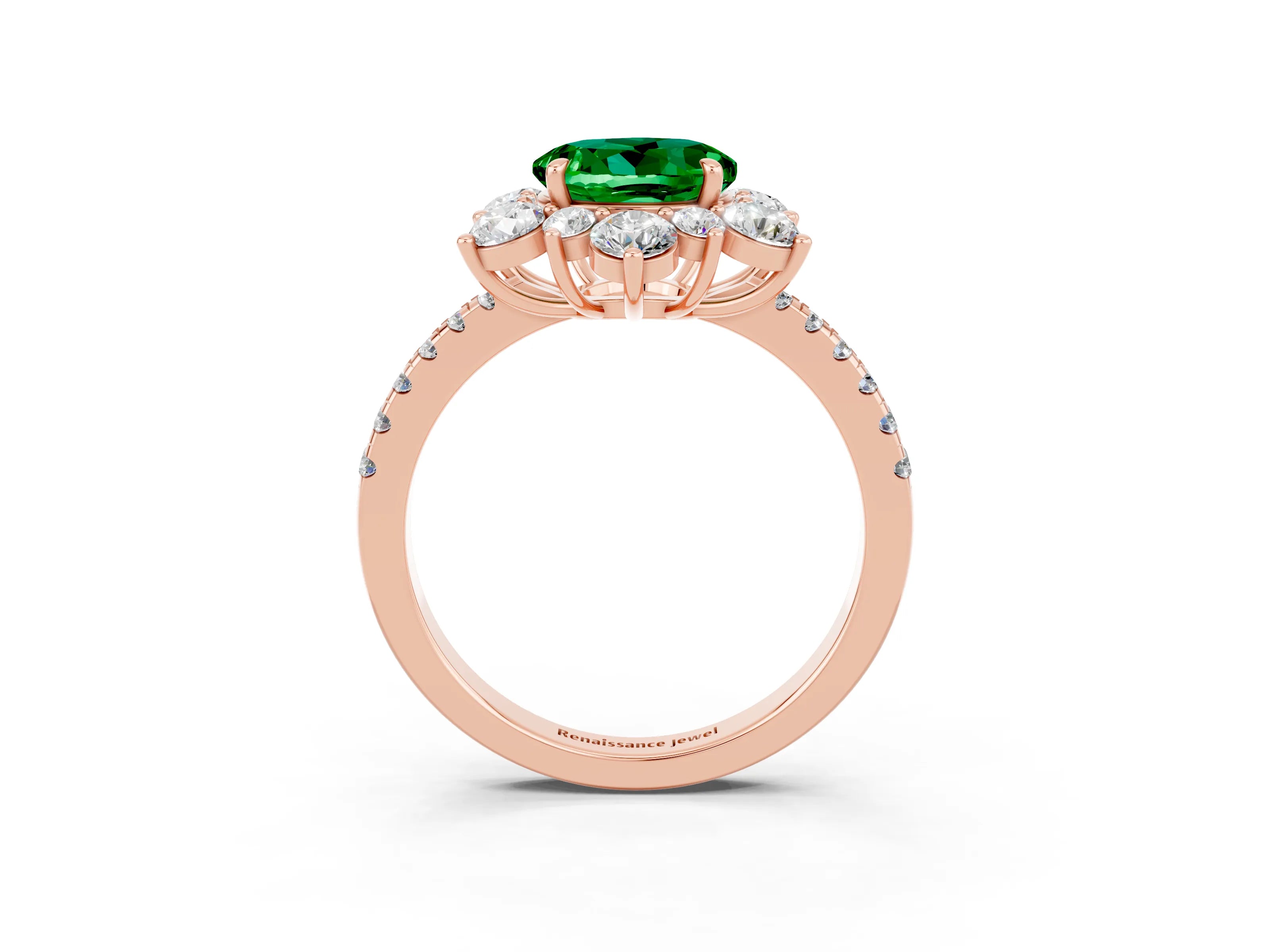 Rose gold Round Cut Cut Diamond Floral Halo Pave Band with Prong Setting_3