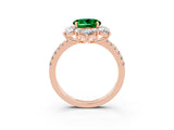 Rose gold Round Cut Cut Diamond Floral Halo Pave Band with Prong Setting_3