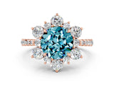 Rose gold Round Cut Cut Diamond Floral Halo Pave Band with Prong Setting