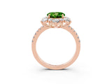 Rose gold Round Cut Cut Diamond Floral Halo Pave Band with Prong Setting_3