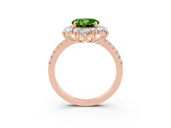 Rose gold Round Cut Cut Diamond Floral Halo Pave Band with Prong Setting